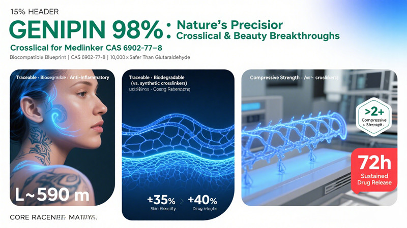 Genipin 98% (extracto de gardenia): el reticulante natural para aplicaciones biomédicas y cosméticas