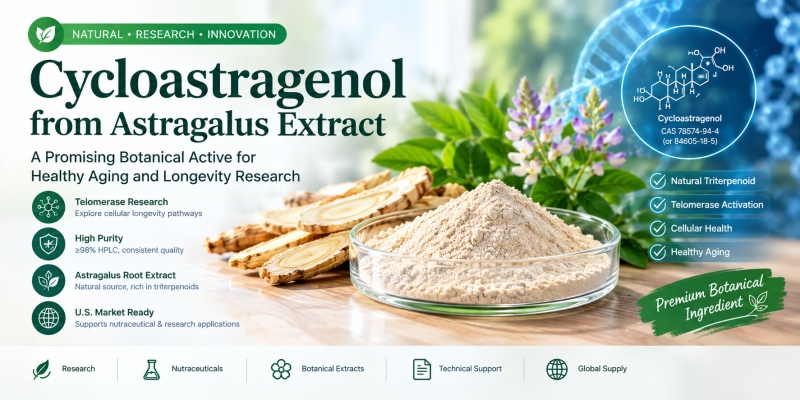 Cicloastragenol, extracto de astrágalo: guía del mercado estadounidense, investigación sobre la telomerasa, aplicaciones y selección de proveedores.